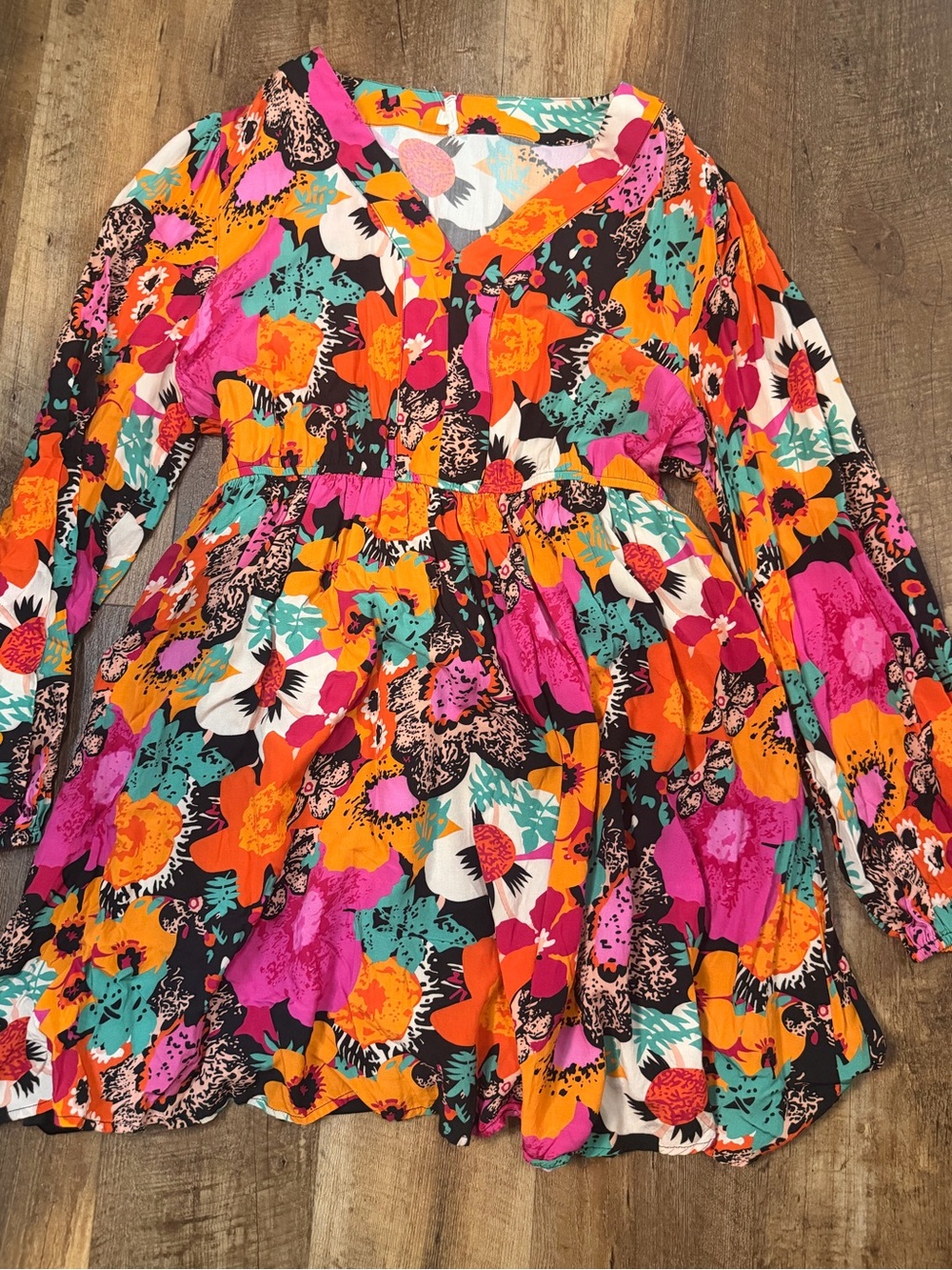 Jodifl Bright Floral Long-Sleeve Peasant dress - Multicolor